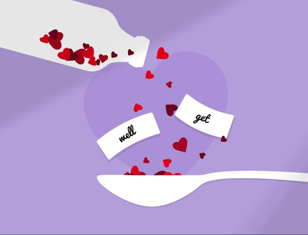 Cute Hearts Pouring Out Of Bottle Postcard 4.2x5.5in Šablona návrhu