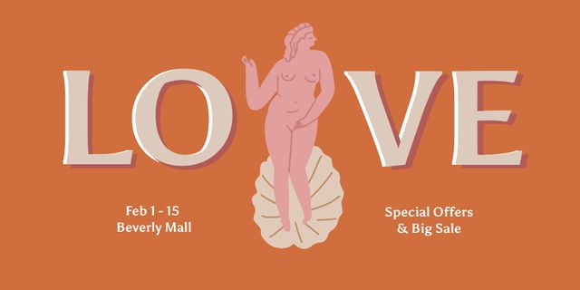 Designvorlage Valentine's Day Holiday Celebration with Venus für Twitter