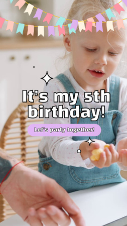Kid's Birthday Party Announcement TikTok Video – шаблон для дизайна