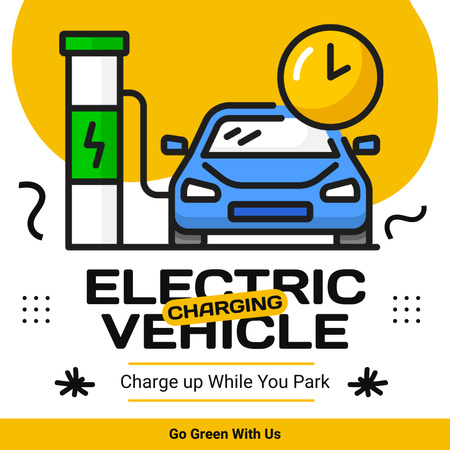Electric Charging in Parking Lot Instagram AD Design Template