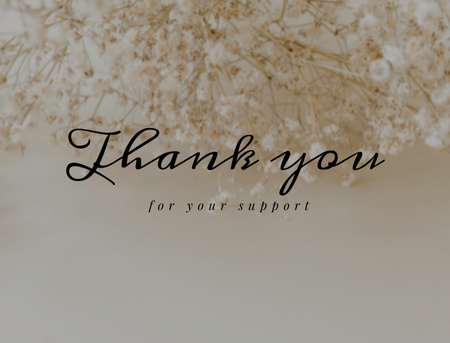 Cute Phrase with Tender Spring Blossom Thank You Card 4.2x5.5in Design Template