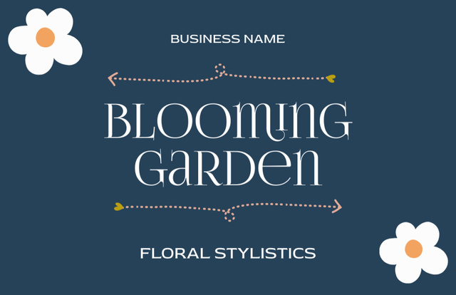 Plantilla de diseño de Gardening Services Offers with White Daisies in Blue Business Card 85x55mm 