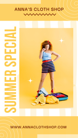 Designvorlage Sommer-Sonderangebot an Kleidung für den Urlaub für Instagram Video Story