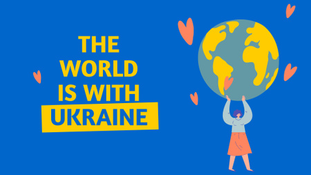 World is with Ukraine Zoom Background Modelo de Design