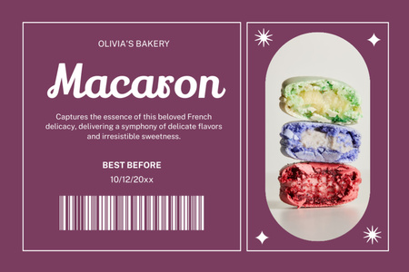 Colorful Macarons Offer At Bakery Label Design Template