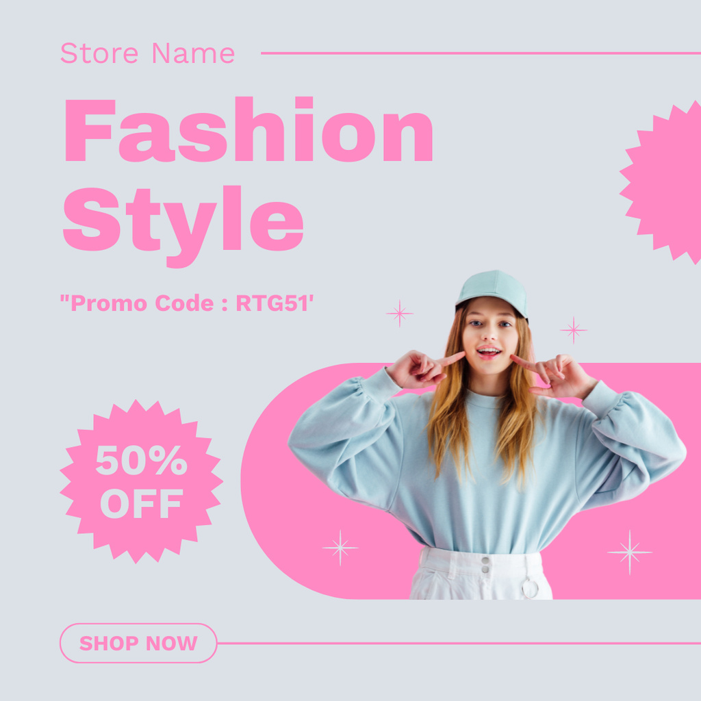 Woman in Stylish Casual Outfit Instagram Design Template