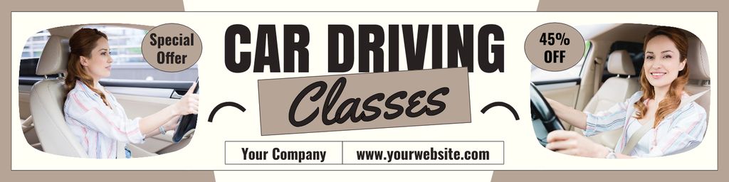 Certified Car Driving Classes With Discounts Twitter Tasarım Şablonu