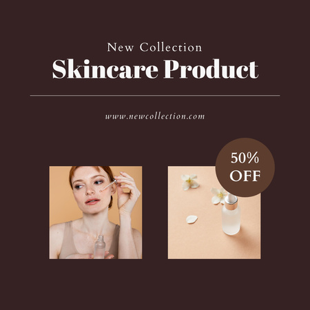 Designvorlage Natural Skincare Products Offer with Young Woman für Instagram