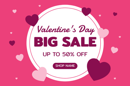 Valentine's Day Big Sale Announcement Postcard 4x6in Šablona návrhu