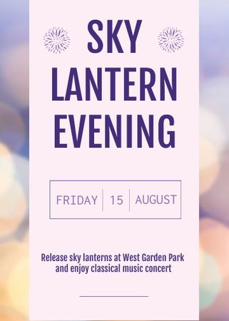 Sky lantern evening announcement on bokeh Invitation Design Template