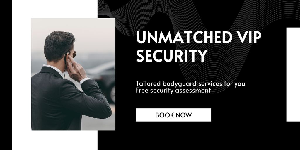 VIP Security and Bodyguards Ad on Black Image Design Template
