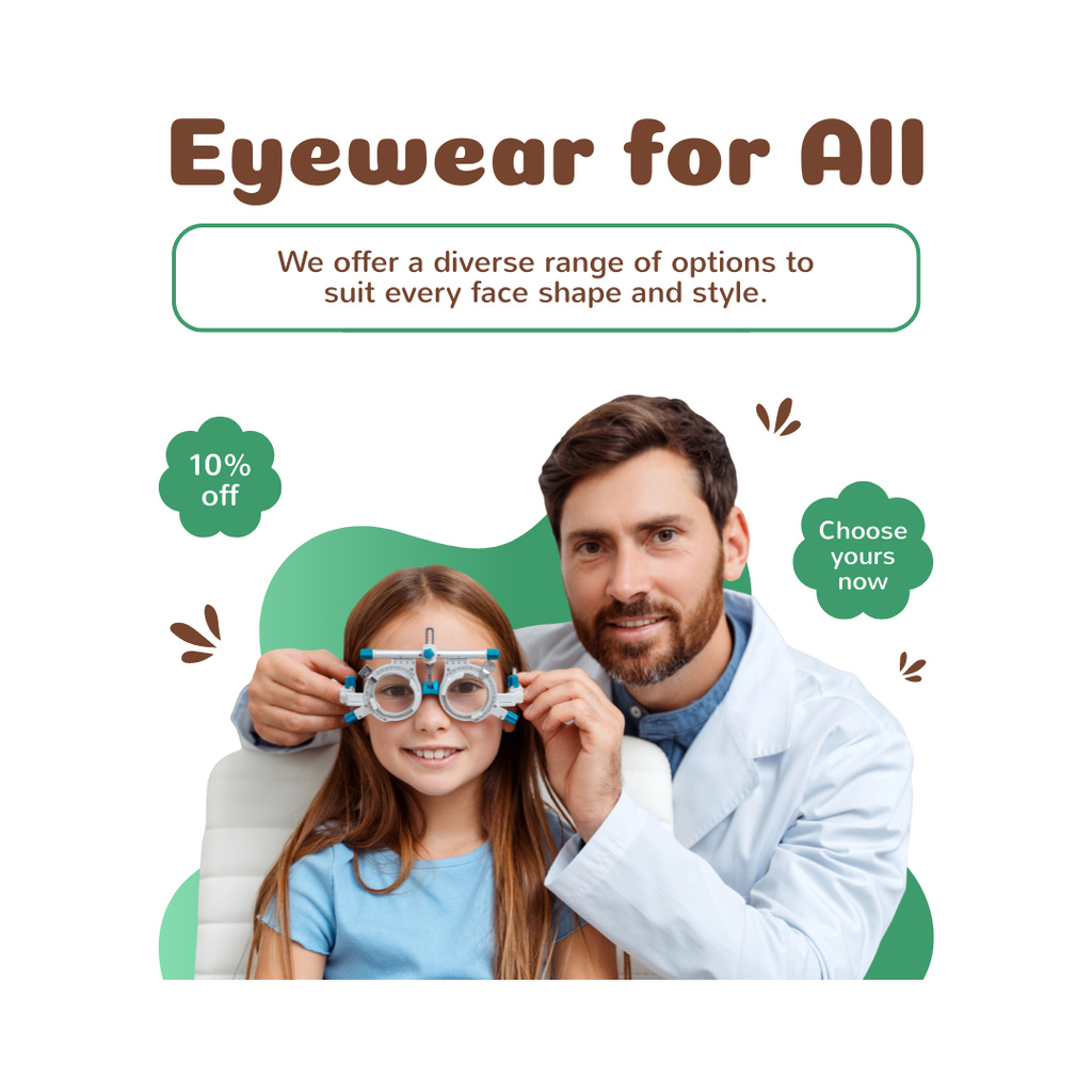 Ophthalmologist Selects Glasses for Cute Girl Instagram AD Tasarım Şablonu