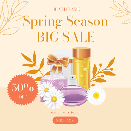 Big Spring Sale Announcement for Cosmetics Instagram AD Design Template