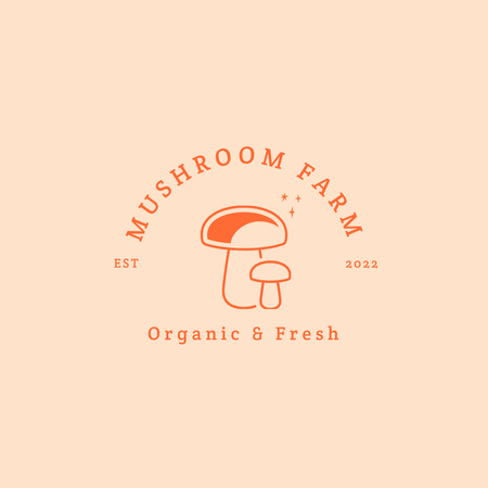 Mushroom Farm Emblem with Illustration Logo 1080x1080pxデザインテンプレート