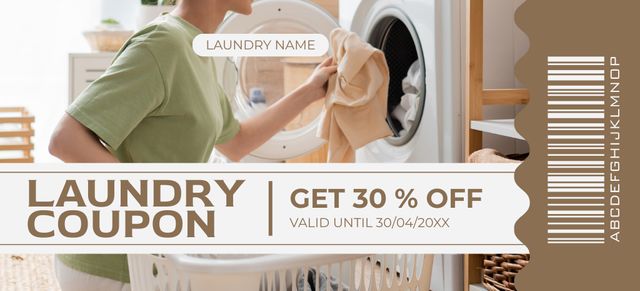 Discount Voucher for Customized Laundry Services Coupon 3.75x8.25in Πρότυπο σχεδίασης