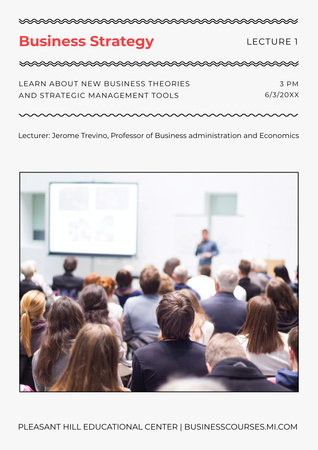 Announcement of Business Lecture in Educational Center Poster A3 Tasarım Şablonu