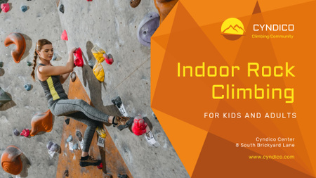 Climbing Park Ad with Climber on a Wall Presentation Wide Design Template