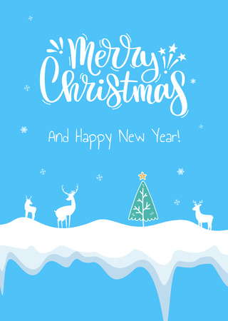 Christmas and New Year Cheers with Winter Landscape Postcard A6 Verticalデザインテンプレート