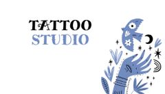 Tattoo Studio Services Offer With Blue Illustration on White