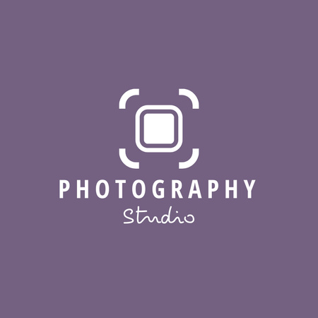 Photography Studio Emblem on Purple Logo Design Template