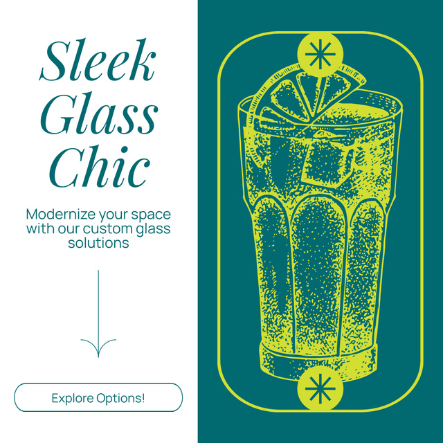 Glassware Offer with Creative Sketch of Glass Instagram Design Template