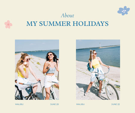 Ontwerpsjabloon van Facebook van Summer Memories with Girls on Bikes