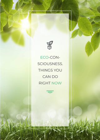 Eco Quote Light Bulb with Leaves Invitation Design Template