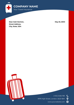 Modèle de visuel Offer of Tour or Travel Insurance - Letterhead