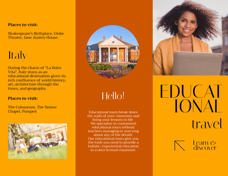 Educational Tours Ad Brochure 8.5x11in Z-fold Design Template
