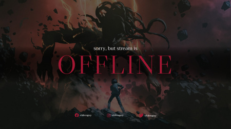 Pelikanavan promootio Monsterin kanssa Twitch Offline Banner Design Template