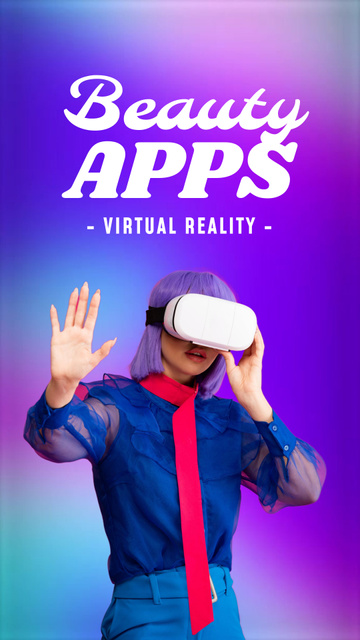 Beauty Application Ad With Virtual Reality Instagram Video Story Πρότυπο σχεδίασης