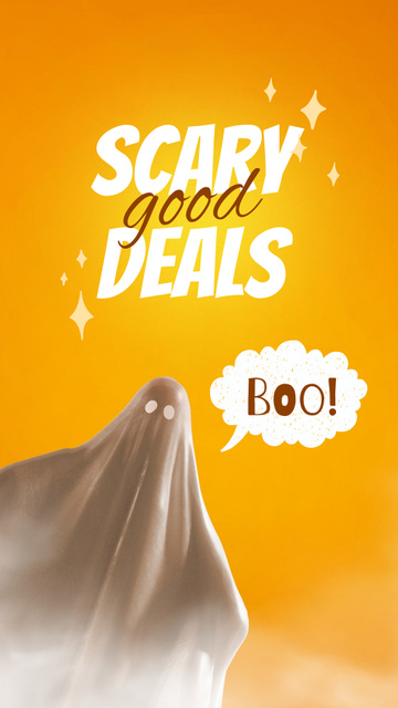 Halloween Sale Offer with Scary Ghost Instagram Video Story Design Template