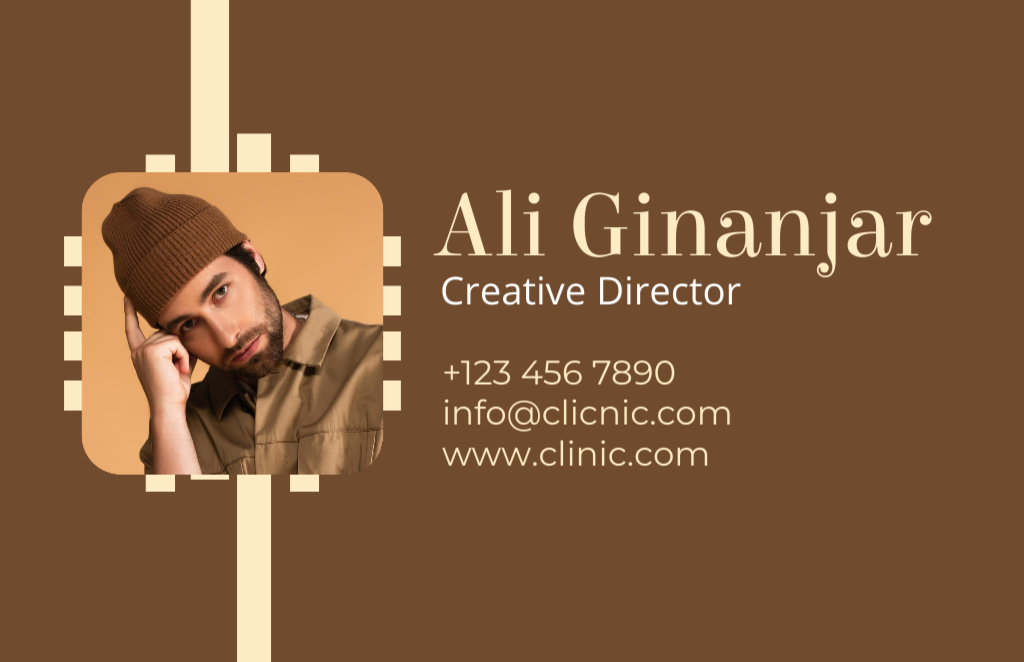 Creative Director Contacts on Brown Business Card 85x55mmデザインテンプレート