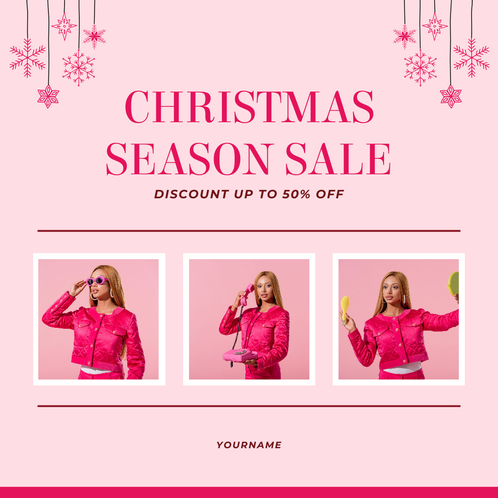 Pink Christmas Sale Instagram Tasarım Şablonu