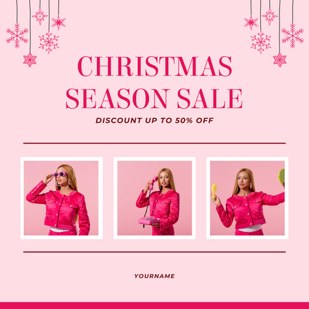 Pink Christmas Sale Instagram Design Template