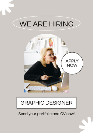 Vacancy Ad with Woman in front Computer Poster 28x40in Design Template