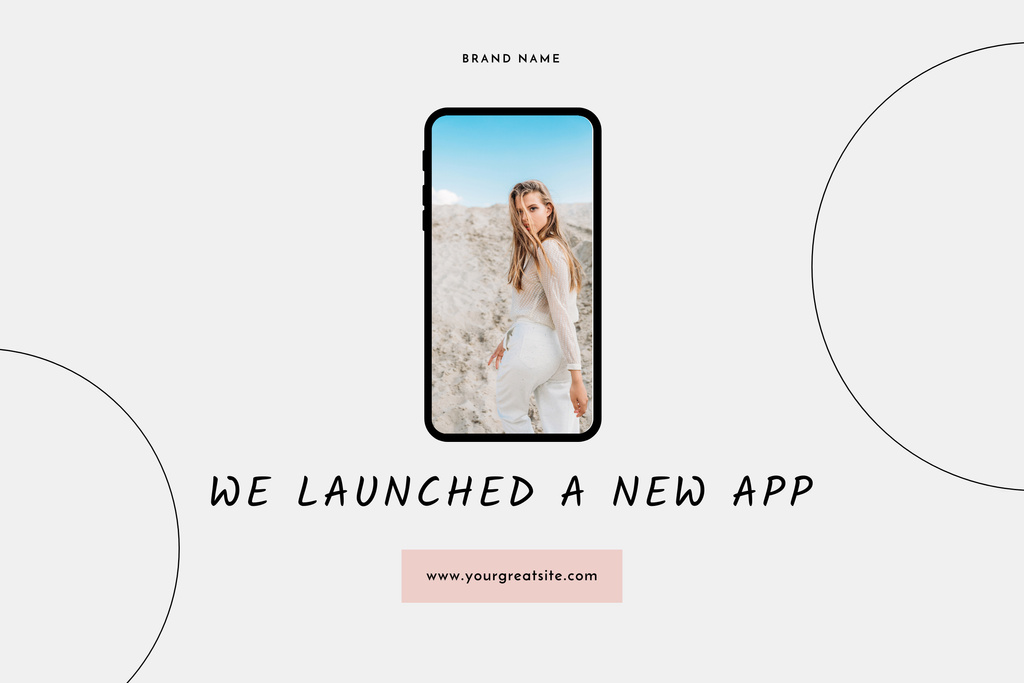 Fashion App Offer with Stylish Woman on Screen Poster 24x36in Horizontal Design Template