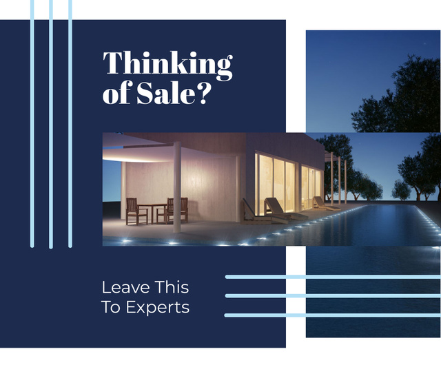 Real Estate Offer with Modern House Facade Large Rectangleデザインテンプレート