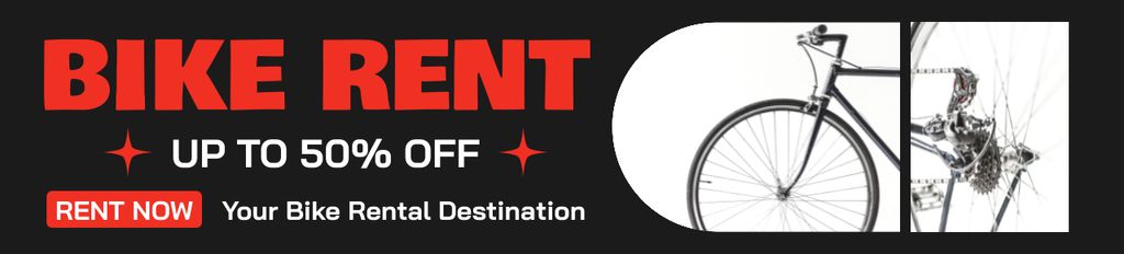 Bike Rent Services Ad on Black and Red Ebay Store Billboard Modelo de Design