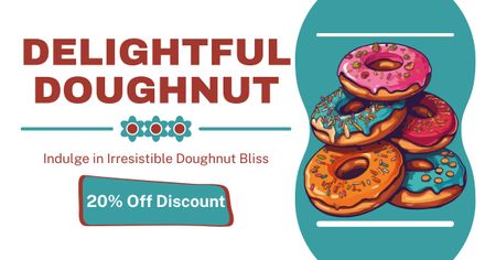 Anúncio delicioso de loja de donuts com ilustração Facebook AD Modelo de Design