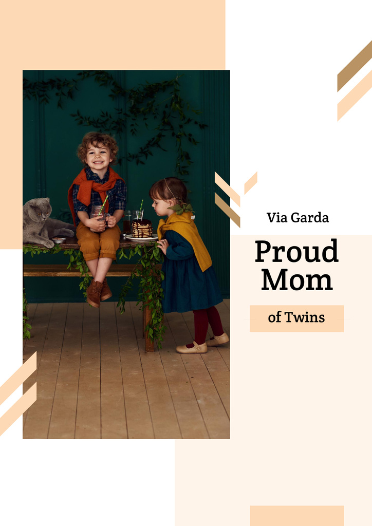 Happy Cute Twins Poster Šablona návrhu