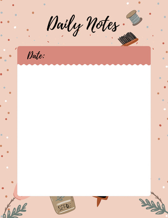 Daily Planner With Garden Supplies Notepad 107x139mm Design Template
