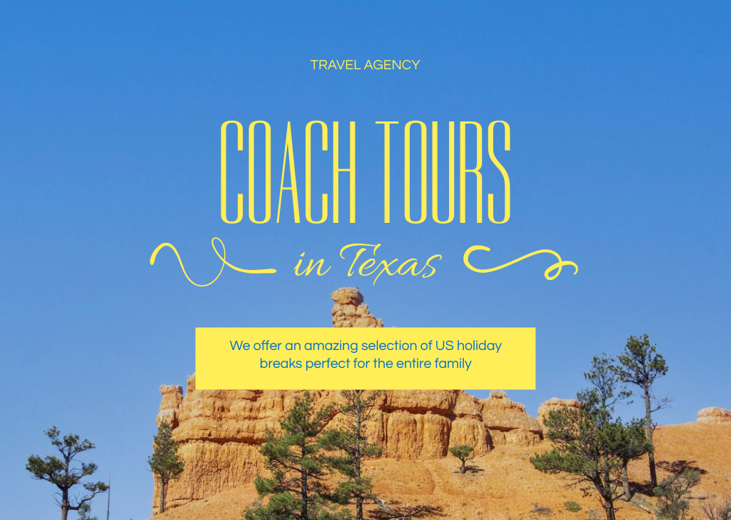 Coach Tours Offer with Mountain Landscape Flyer A6 Horizontal Πρότυπο σχεδίασης
