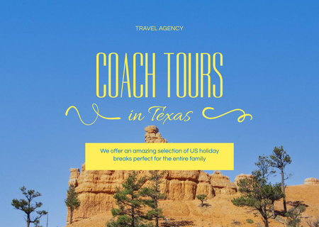 Coach Tours Offer with Mountain Landscape Flyer A6 Horizontal Design Template