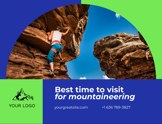 Inspiring Climbing Visits Promotion In Green Postcard 4.2x5.5in Design Template