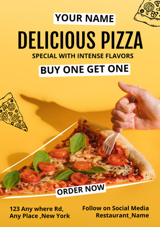 Slice of Delicious Fresh Pizza Poster Design Template