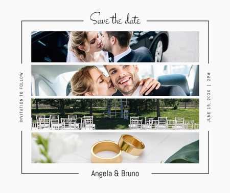Save the Date Wedding Invitation with Loving Couple Facebook Design Template