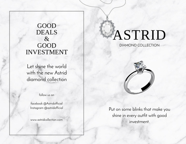 Ontwerpsjabloon van Brochure 8.5x11in Bi-fold van Fashionable Diamond Necklace And Ring Offer