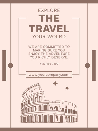 Travel Around The World Offer with Sketch of Colosseum Poster US Design Template