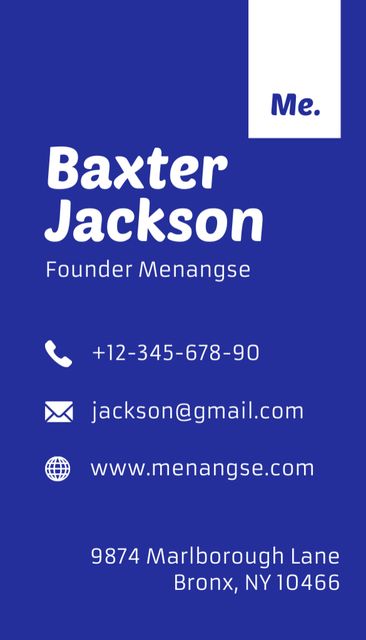 Image of Company Emblem with Founder's Contacts Business Card US Vertical Design Template